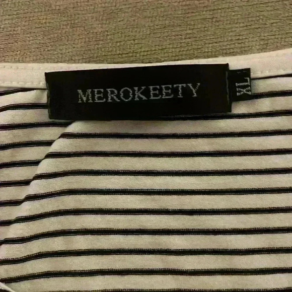 MEROKEETY Women's Sleeveless Striped High Waist T Shirt Midi size large - Picture 5 of 5